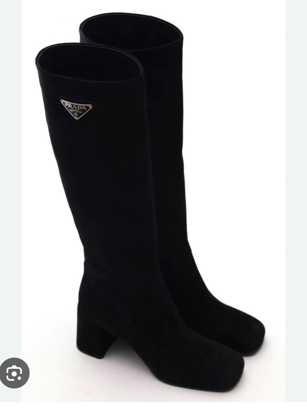 Prada Suede knee- high block boots size 38, NIB authentic
